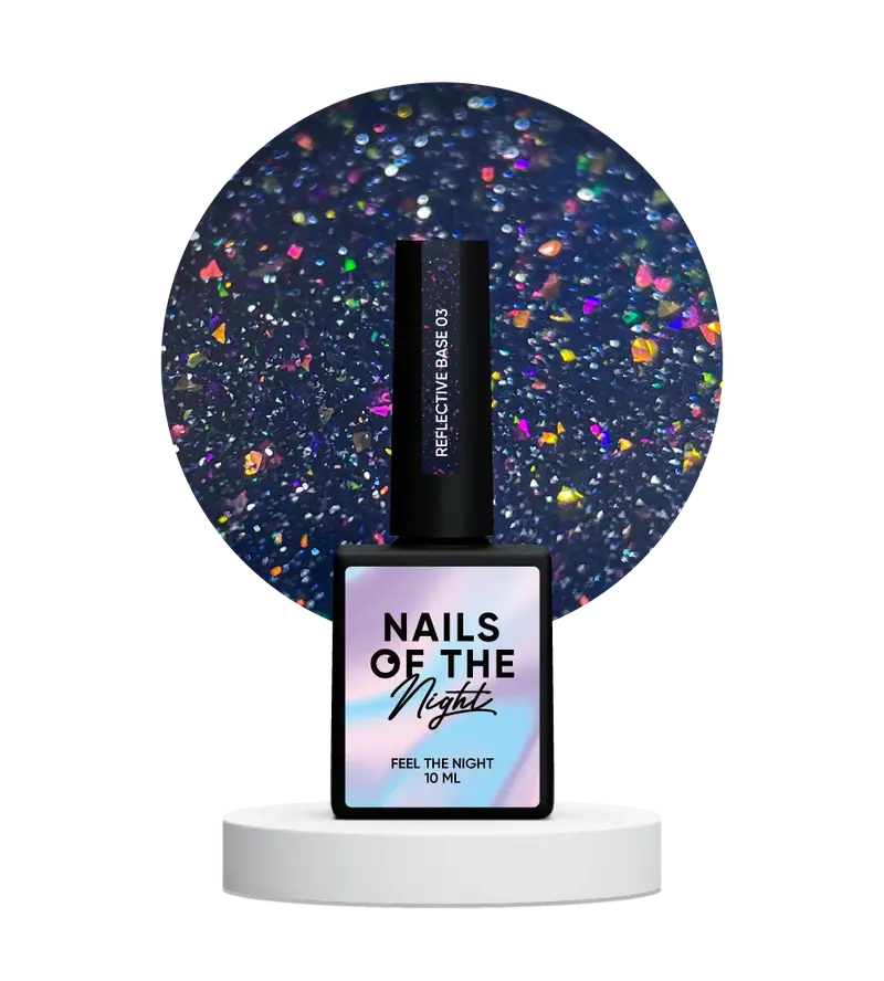 NAILSOFTHENIGHT 03 base reflectante de camuflaje con brillo (destellos violeta y rosa) 10 ml