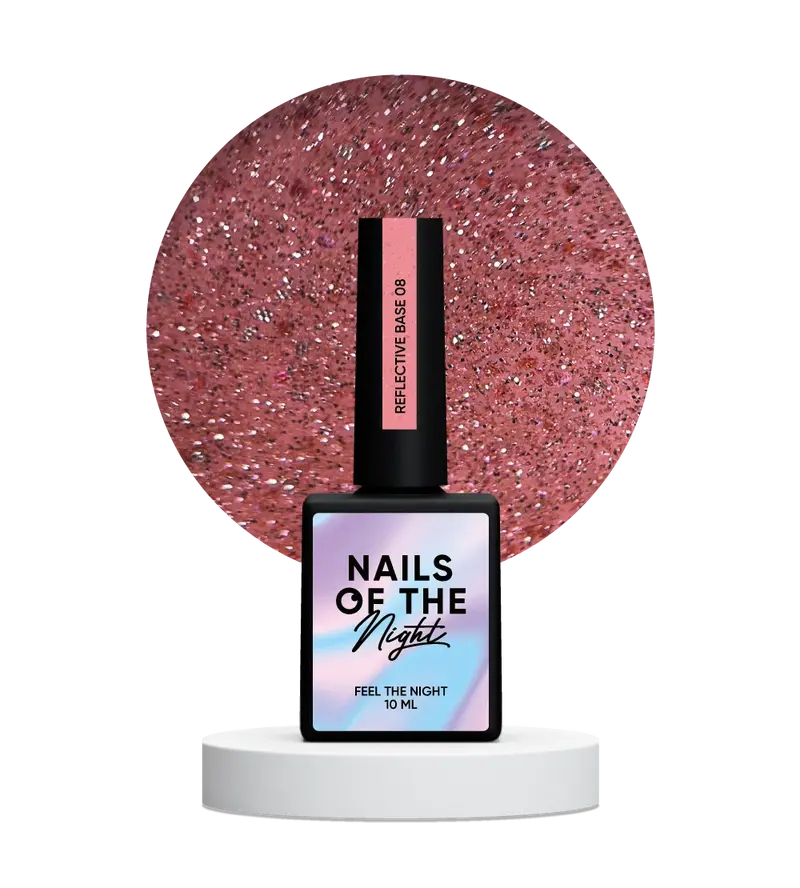 NAILSOFTHENIGHT 08 base reflectante de camuflaje con brillo ((melocotón) 10 ml