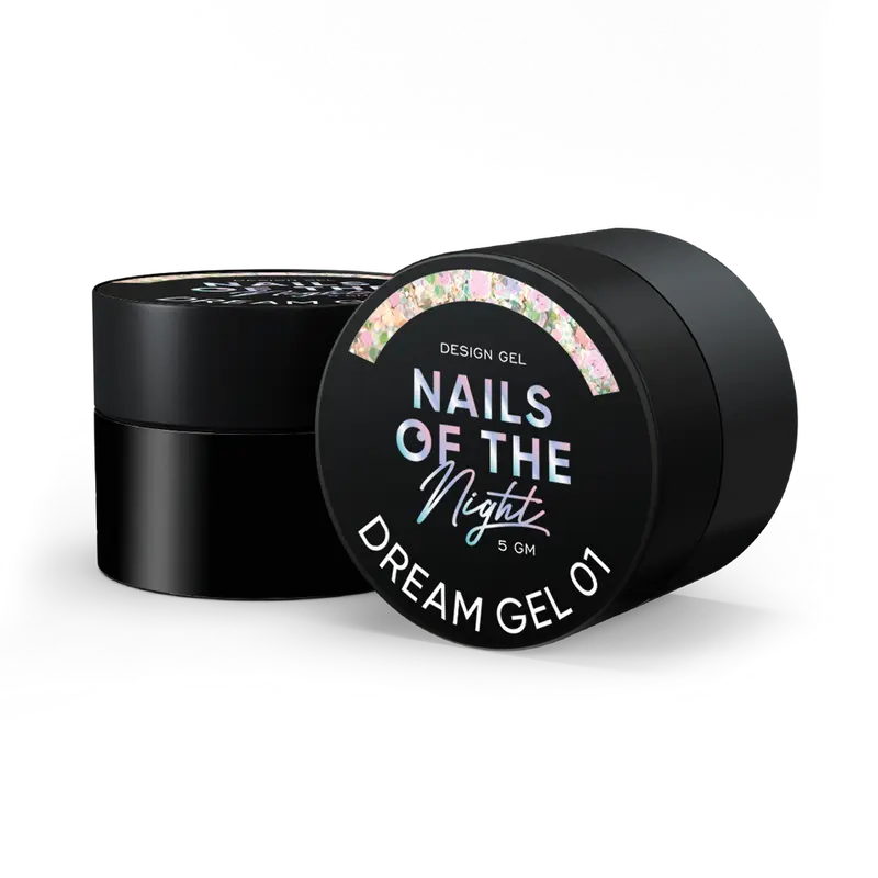 NAILSOFTHENIGHT Dream gel 01 — gel de diseño con increíbles hexágonos de diferentes tamaños y purpurina para uñas, 5 g