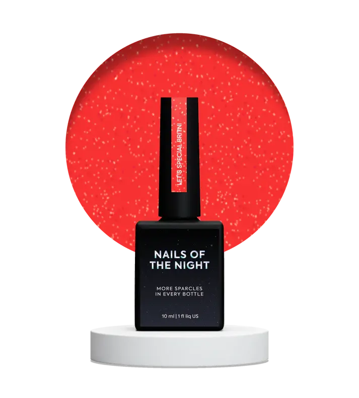 NAILSOFTHENIGHT Let's Special Britni Carmesí Brillante Con Brillo
