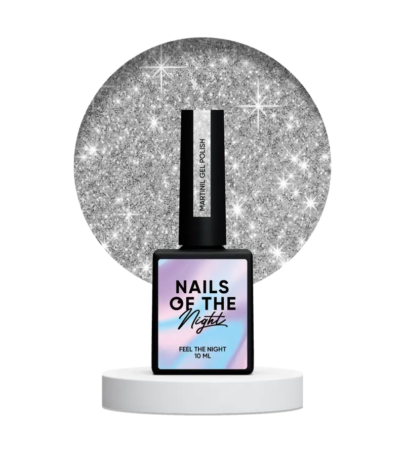 NAILSOFTHENIGHT Martini gel polish - esmalte semipermanente reflectante plateado para uñas, 10 ml