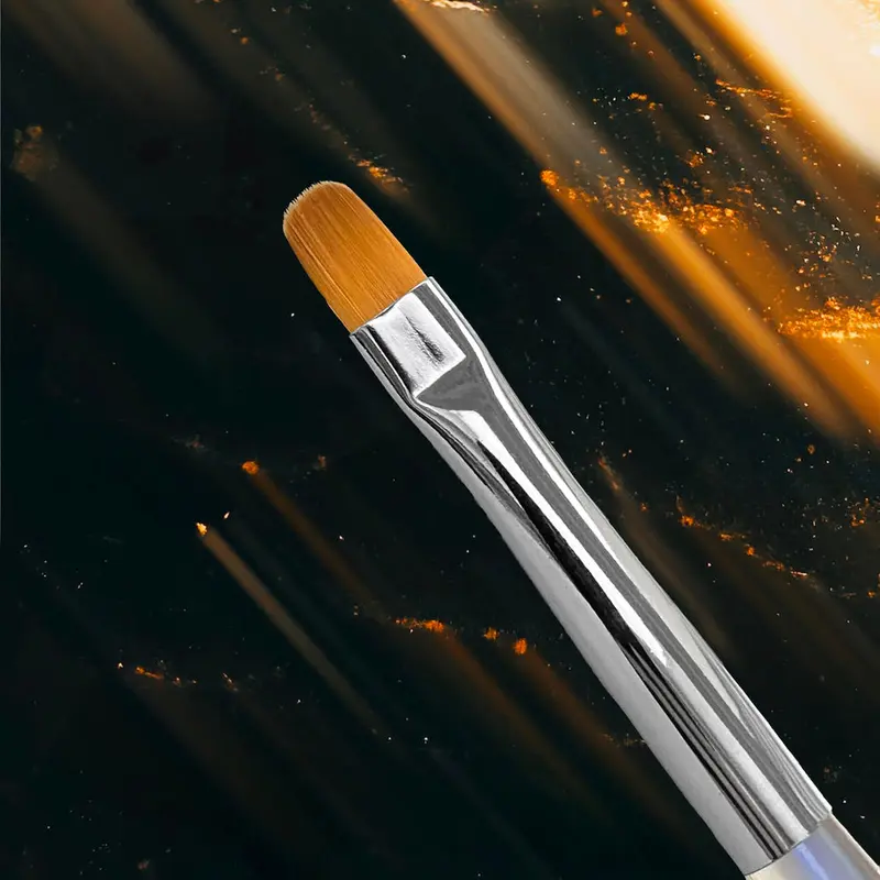 NAILSOFTHENIGHT Nail Art Brush, pincel ovalado con un cómodo mango transparente con efecto iridiscente