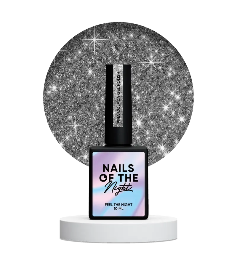 NAILSOFTHENIGHT Pina Colada gel polish - esmalte semipermanente reflectante gris para uñas, 10 ml