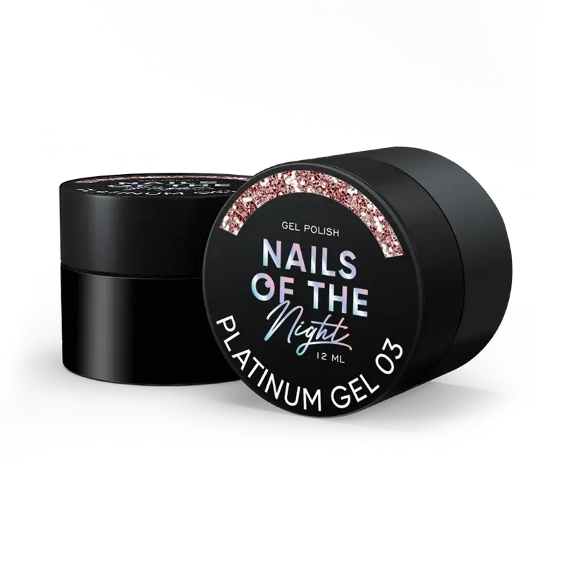 NAILSOFTHENIGHT Platinum Gel 03 – Esmalte en gel color melocotón con alta concentración de partículas metálicas, 12 ml