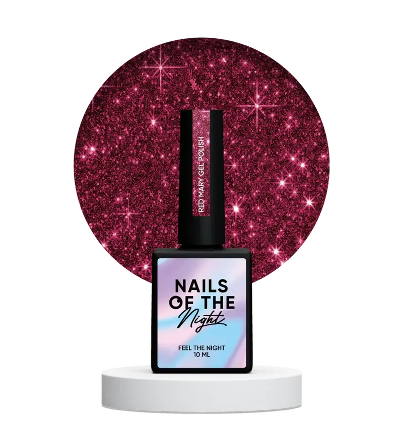 NAILSOFTHENIGHT Red Mary - Esmalte Gel Rojo Reflectante, 10 ml