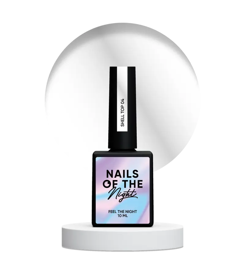 NAILSOFTHENIGHT Shell top 04 — top perlado con acabado plateado sin capa pegajosa, 10 ml