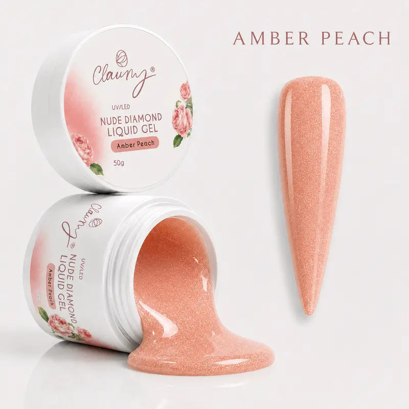 Nude Diamond Liquid Gel Amber Peach — Gel Líquido Diamante Claumy® 50g