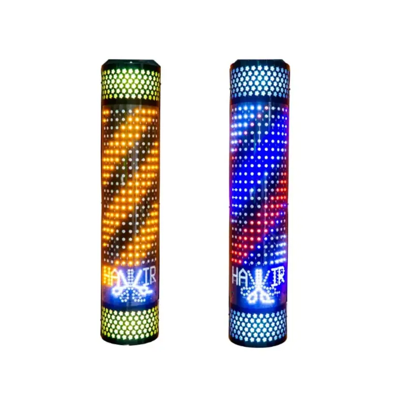 Poste de Barbero LED Giratorio Havir – Pantalla de Luz 360° Vibrante para Barberías