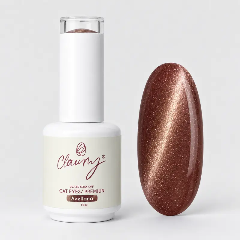 Premium Cat Eyes Avellana — Esmalte Magnético Brown Pearl Claumy® 15ml