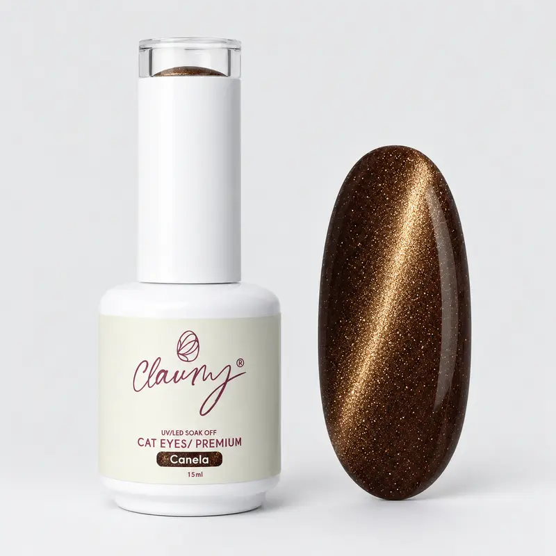 Premium Cat Eyes Canela — Esmalte Magnético Brown Pearl Claumy® 15ml