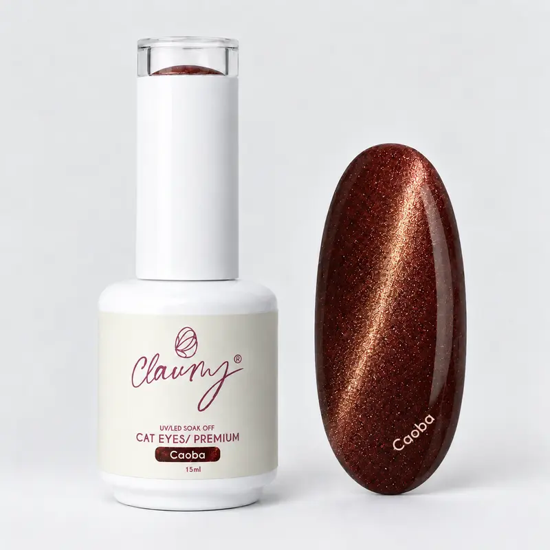 Premium Cat Eyes Caoba — Esmalte Magnético Brown Pearl Claumy® 15ml
