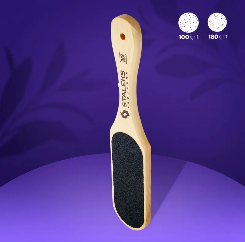 Rallador de doble cara para los pies de madera, grano 100/180 STALEKS BEAUTY & CARE 10/1