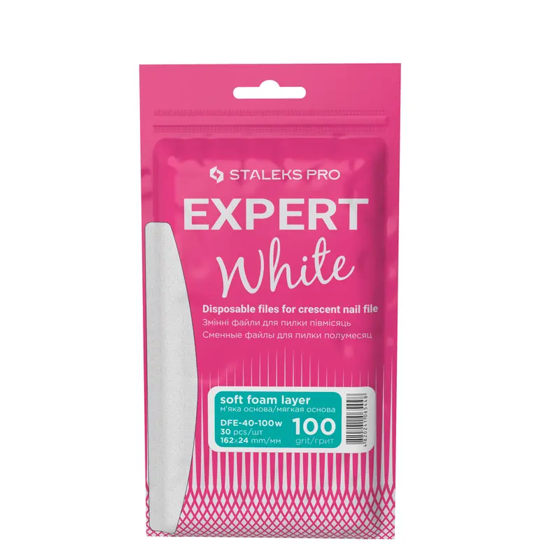 Recambios desechables blancos con espuma para uñas de media luna  EXPERT 40 100 grit (30 un.)
