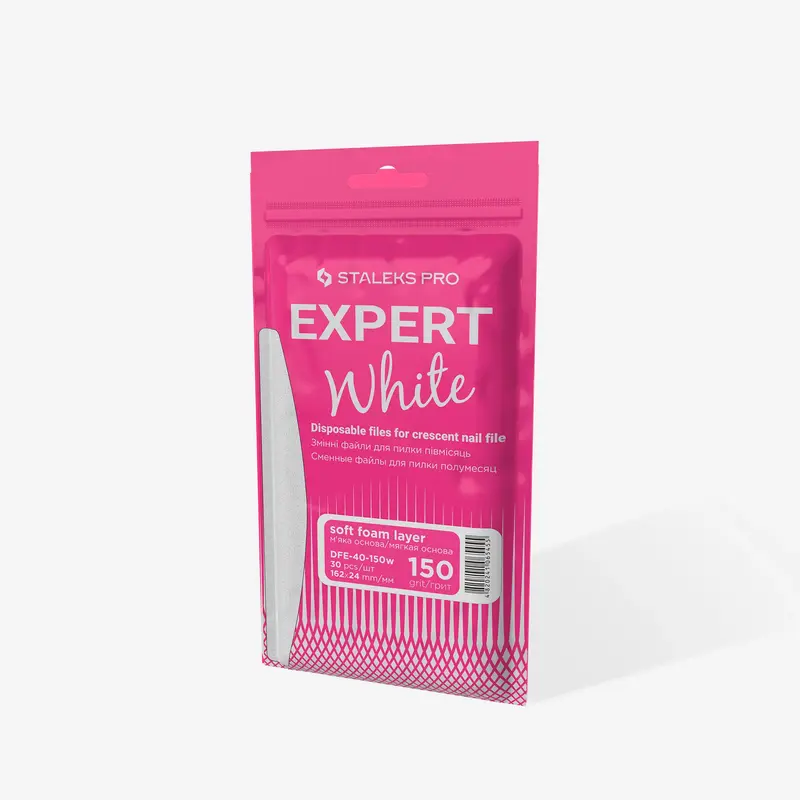 Recambios desechables blancos con espuma para uñas de media luna  EXPERT 40 150 grit (30 un.)