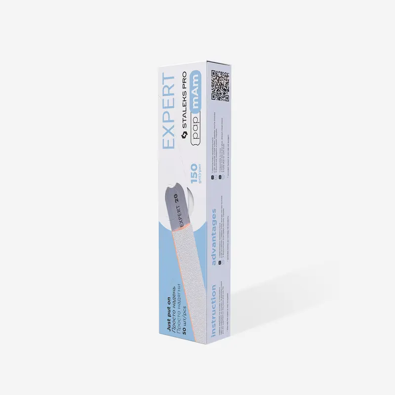 Recambios desechables blancos de PapmAm(sin espuma) para lima de uñas recta EXPERT 22  150 grit (50 un.)