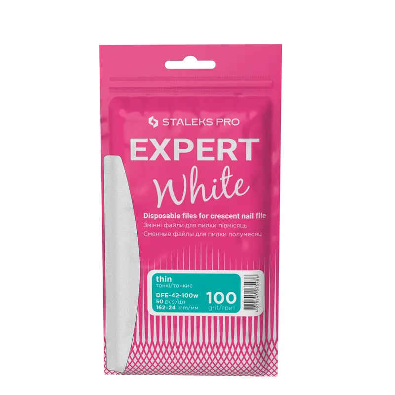 Recambios desechables blancos sin espuma para uñas de media luna EXPERT 42 100 grit(50 un.)