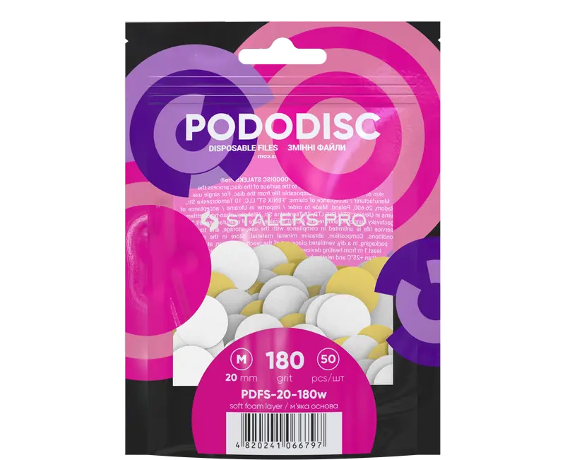 Recambios desechables para pododisco con esponja tamaño M(20mm) 180 grit (50un)