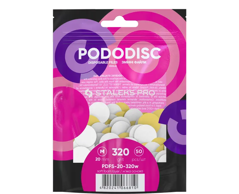 Recambios desechables para pododisco con esponja tamaño M(20mm) 320 grit (50un)