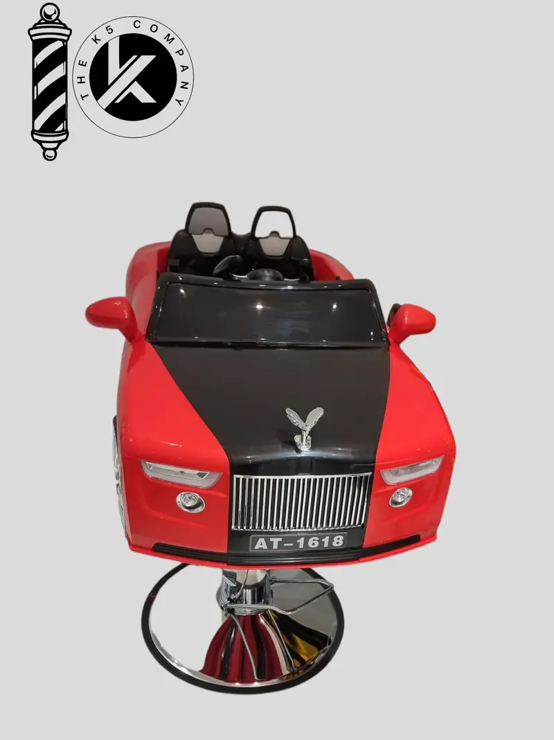 Silla de Barbero Infantil de Lujo – Diseño de Coche en Rojo y Negro