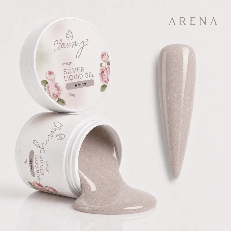 Silver Liquid Gel Arena — Gel Líquido Purpurina Plateada Claumy® 50g