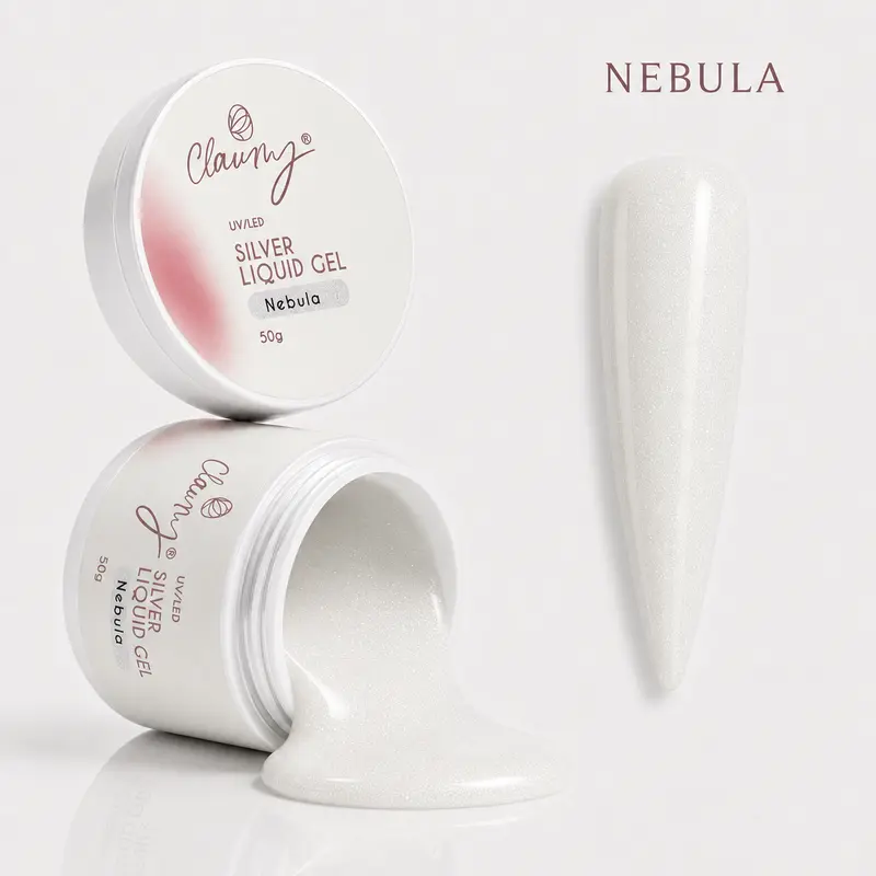 Silver Liquid Gel Nebula — Gel Líquido Purpurina Plateada Claumy® 50g