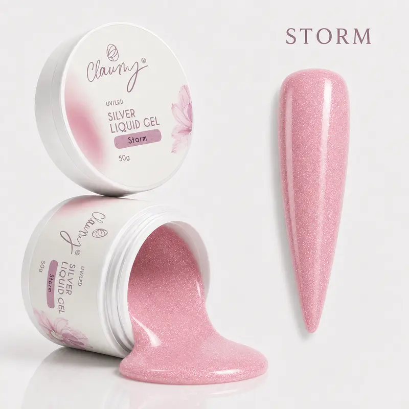 Silver Liquid Gel Storm — Gel Líquido Purpurina Plateada Claumy® 50g