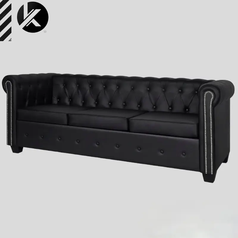 SOFÁ VINTAGE CHESTERFIELD NEGRO SALA DE ESPERA