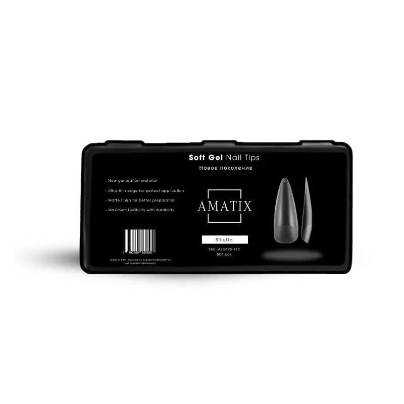 Soft Gel Nail Tips 504uni 12 tamaños (Varias formas) - Amatix