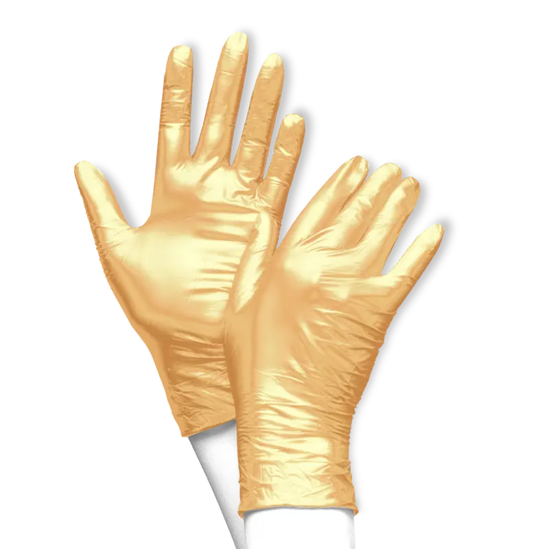 UNIGLOVES Disposable Nitrile Gloves with a Pearl Effect L FANCY GOLD, 100 pcs. (Germany)
